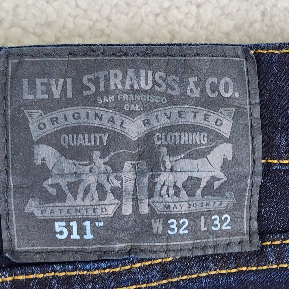 Levi's 511 Slim Fit Jeans Mens 32x32 Dark Indigo Blue Denim Classic Casual - Picture 5 of 14